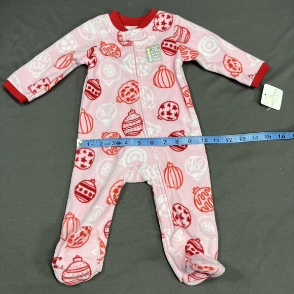 Falls Creek Fleece Footed Sleeper / 3-6M Baby Girls / Pink / Ornaments Christmas - Picture 4 of 10